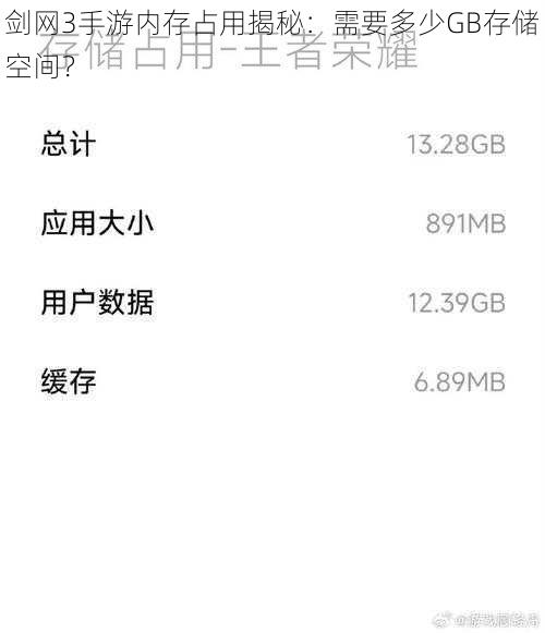 剑网3手游内存占用揭秘：需要多少GB存储空间？